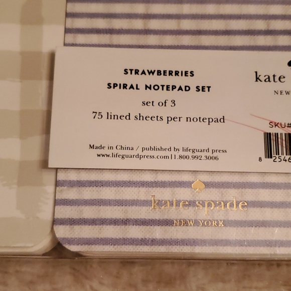 Kate Spade 'strawberries'spiral 3 notepad set. NWT - Picture 5 of 5
